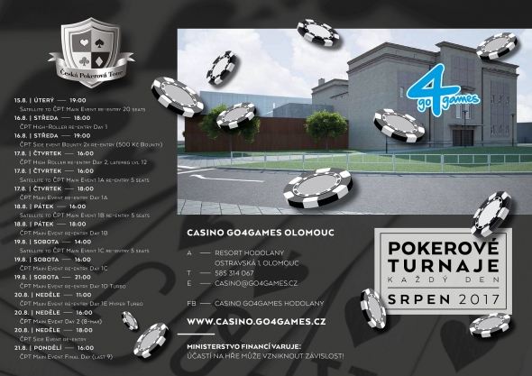 Srpnová zastávka České pokerové tour v Go4Games Hodolany